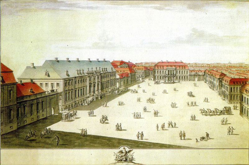 Der Wilhelmplatz, Federzeichnung von C.H. Horst, etwa 1733